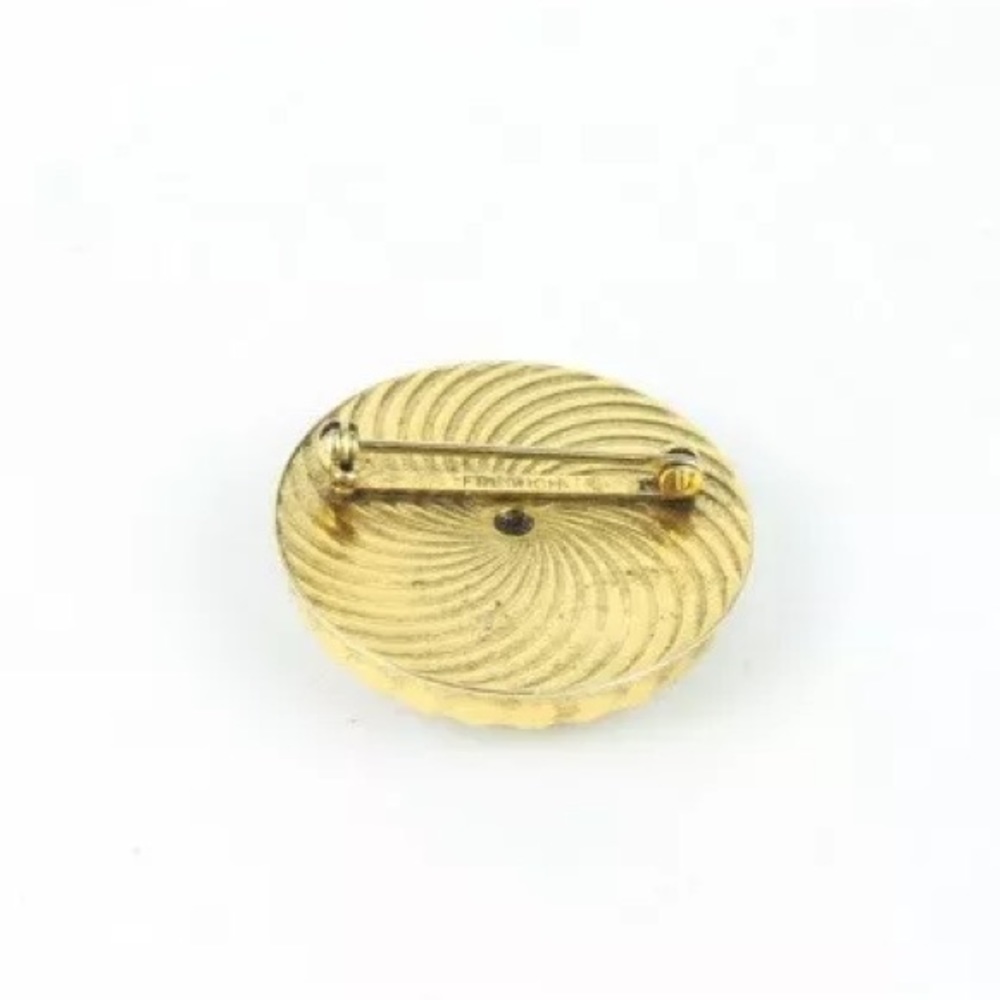 Freirich Gold Tone RootBeer Brown Art Glass Brooch - Picture 3 of 6